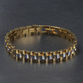 Two Tone Golden Silver Chain Mens Bracelets 10mm